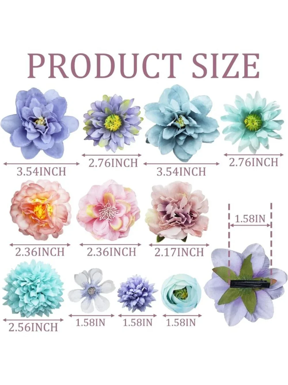 23 PCS Floral Hair Clips Set - Pink & Purple Flower Barrettes for Women & Girls